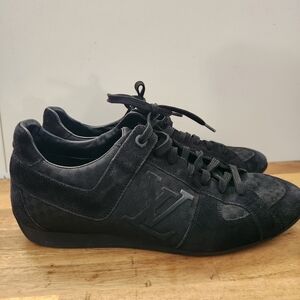 Louis Vuitton Men's Black Suede & Canvas Low-Top Sneakers
